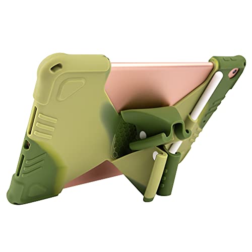 CHIN FAI Gradient Protective Case for iPad 8th & 7th Gen 10.2, iPad Pro 10.5, iPad Air 3 – Untra Thin Shock Proof Silicone Case with Stand & Hand Grip Function, Shoulder Strap [Pencil Holder] (Green)