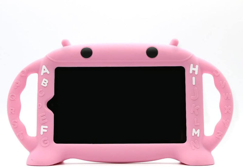 CHINFAI Kids Proof Case for Samsung 7 inch Tablet Galaxy Tab A/3/3 Lite/4/E Lite 7.0 [Cartoon Robot Series] Silicone Handle Stand Case Cover for Tablet SM-T280/T113/T230 (Pink)
