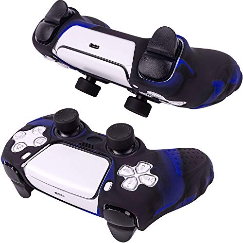 2 pack PS5 Controller Grip,Anti Slip Silicone Grip Skin Case Protector compatible with Dual Sence Controller of Sony Play Station 5,with 6 Thumb Grips Caps-Camouflage Red and Blue