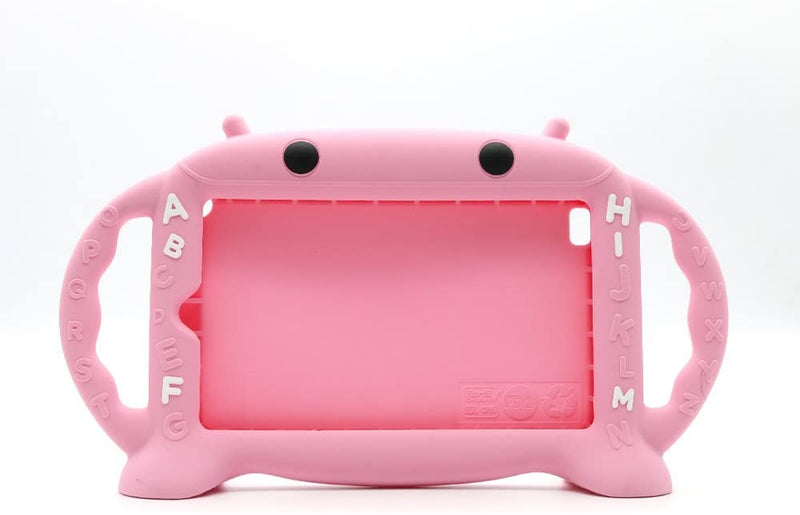 CHINFAI Kids Proof Case for Samsung 7 inch Tablet Galaxy Tab A/3/3 Lite/4/E Lite 7.0 [Cartoon Robot Series] Silicone Handle Stand Case Cover for Tablet SM-T280/T113/T230 (Pink)