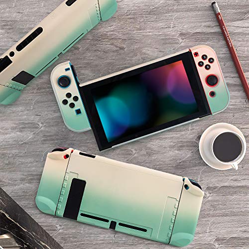 Case for Nintendo Switch,Seperatable Protective Stand Cover for Console and Joycon Controller Handles,with 1 pair Thumb Grip Caps Paw Cute-Green for Animal Crossing