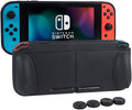 CHIN FAI Hard Shell Case for Nintendo Switch, TPU Protector Case Wide Grip Cover for Switch 2017 [Self Stand][4 Thumb Stick Caps] (Clear)