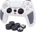 PS5 Controller Grip Cover, Chin FAI Anti-Slip Silicone Skin Protective Cover Case for Playstation 5 DualSense Wireless Controller with 6 Thumb Grip Caps (White)