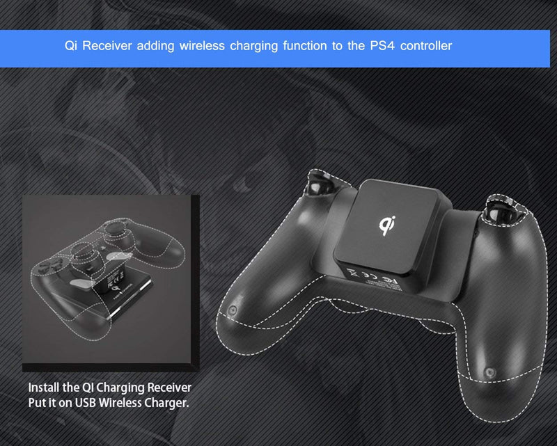 CHINFAI Qi Wireless Charging Receiver for PS4/PS4 Slim/PS4 Pro Controller Wireless Charger Adapter for PS4 DualShock 4 Controller