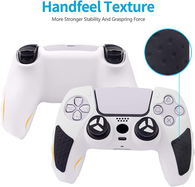 PS5 Controller Grip Cover, Chin FAI Anti-Slip Silicone Skin Protective Cover Case for Playstation 5 DualSense Wireless Controller with 6 Thumb Grip Caps (Dual Color-White & Black)