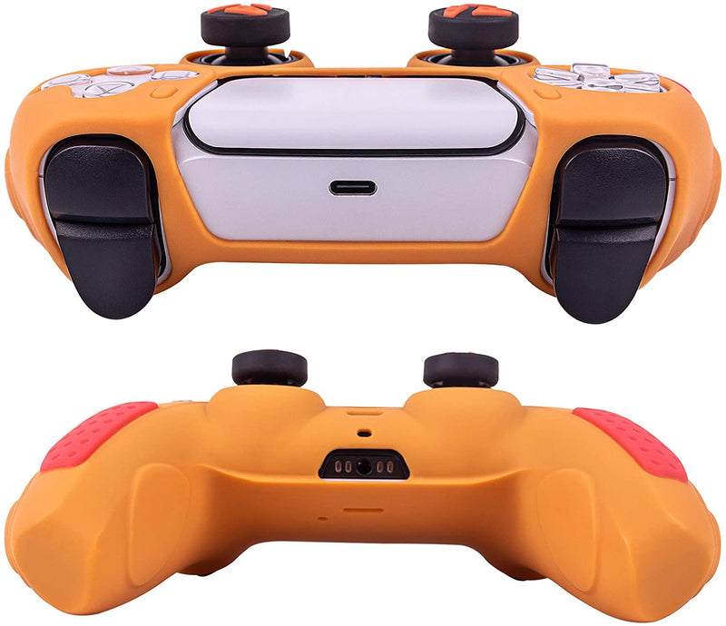 PS5 Controller Grip Cover, Chin FAI Anti-Slip Silicone Skin Protective Cover Case for Playstation 5 DualSense Wireless Controller with 6 Thumb Grip Caps (Dual Color-Orange)