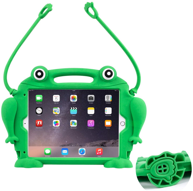 CHIN FAI New iPad 2020 8th/ 7th Gen 2019 10.2 inch Case for Kids [Eye Popping Frog] Shockproof Silicone Handle Stand Protective Cover for iPad Air 3 / iPad Pro 10.5 Inch with Pencil Holder (Green)