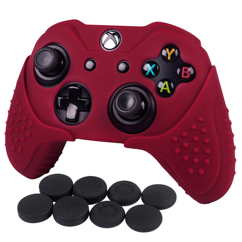 CHINFAI Xbox One S/X Controller Grip Skin Anti-Slip Silicone Protective Cover Case for Xbox 1 Controller with 4 Set Thumbstick Caps (Black)
