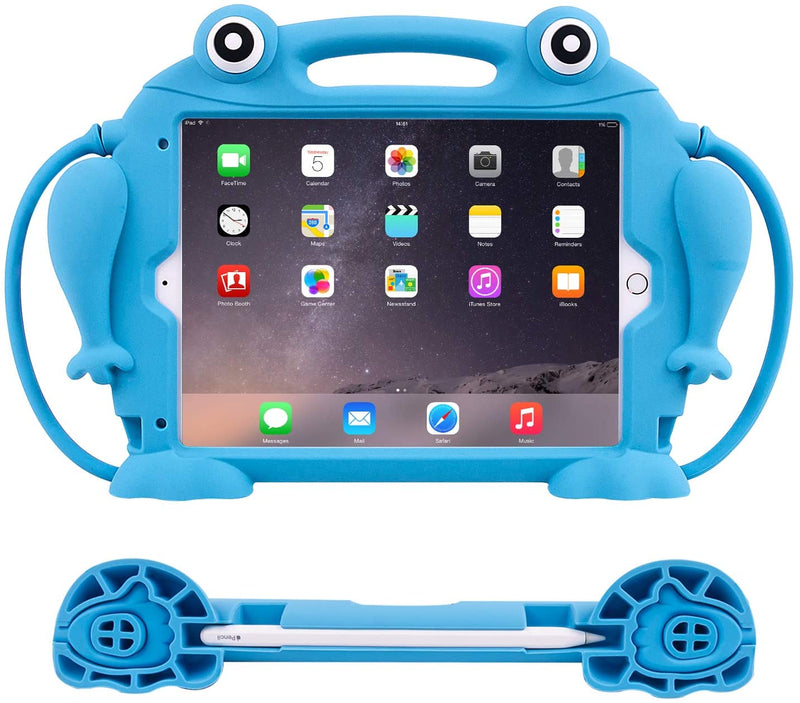CHIN FAI New iPad 2020 8th/ 7th Gen 2019 10.2 inch Case for Kids [Eye Popping Frog] Shockproof Silicone Handle Stand Protective Cover for iPad Air 3 / iPad Pro 10.5 Inch with Pencil Holder (Green)