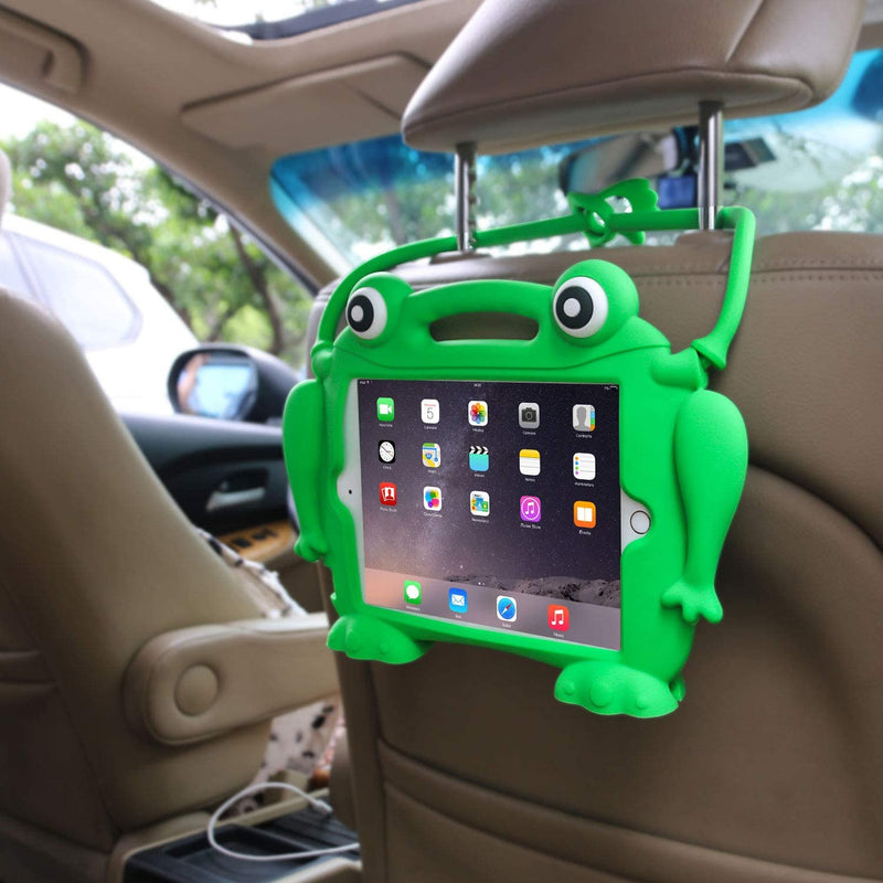 CHIN FAI Kids Case for iPad 9.7 2018 2017 / iPad Air 1 2 / iPad Pro - [Eye Popping Toys] Shockproof Silicone Handle Stand Frog Protective Cover for Apple iPad 5th 6th Generation (Green)