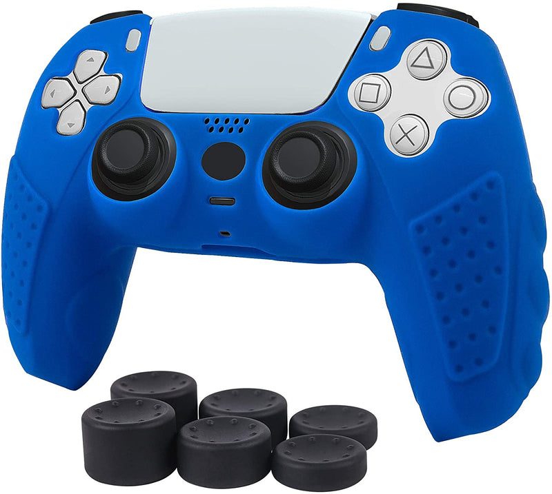 PS5 Controller Grip Cover, Chin FAI Anti-Slip Silicone Skin Protective Cover Case for Playstation 5 DualSense Wireless Controller with 6 Thumb Grip Caps (Blue)