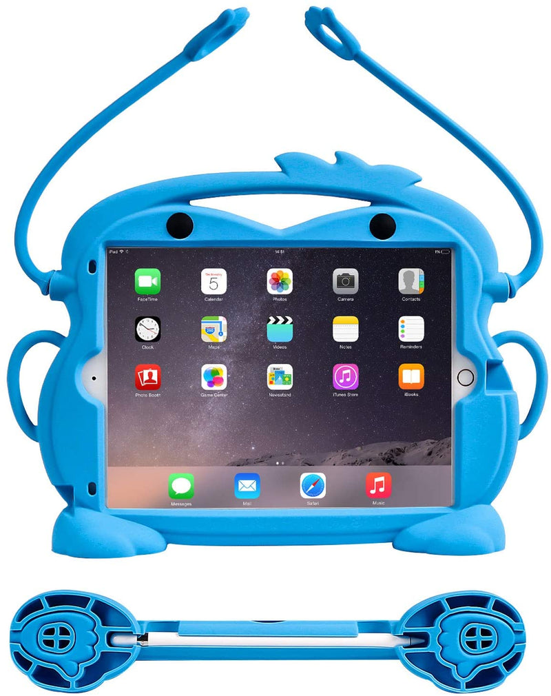 CHIN FAI Kids Case for iPad Pro 11 2020 2nd Generation - Fits iPad Pro 11 2018, Shockproof Silicone Handle Stand Protective Cover with Built-in Apple Pencil Holder for 11-inch iPad 2018 2020 (Blue)