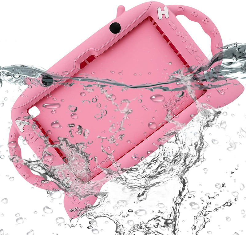 CHIN FAI Kids Case for Samsung Galaxy Tab A7 10.4 Inch 2020 (SM-T500/T505/T507), Kids Friendly Shockproof Soft Silicone Handle Stand Protective Cover for Galaxy Tab A7 10.4 Inch 2020 Release (Pink)