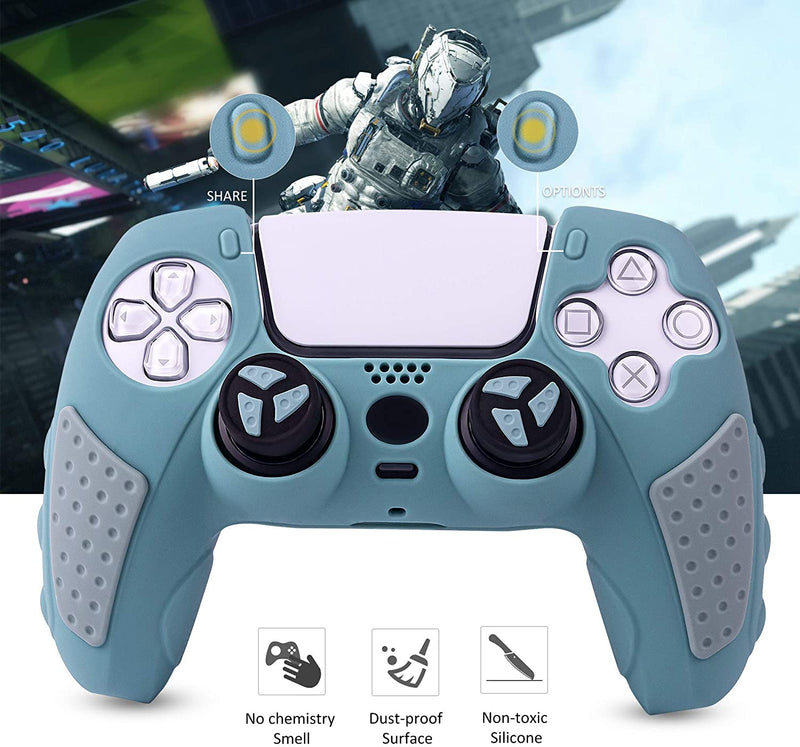 PS5 Controller Grip Cover, Chin FAI Anti-Slip Silicone Skin Protective Cover Case for Playstation 5 DualSense Wireless Controller with 6 Thumb Grip Caps (Dual Color-Grey)