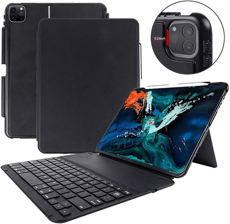 Elecbae Keyboard Case for iPad Pro 11 2020 2nd Generation with Pencil Holder, Detachable Wireless Bluetooth Keyboard with Embedded Stand Cover for 11-inch iPad 2018 2020 (Black)