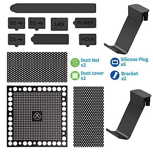 Dust Cover Set for Xbox Series X Console, Dust Filter Covers with 2 Controller Holder Hanger Stand and 8 Dust Plugs Compatible with Xbox Series X