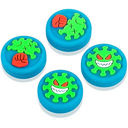 Thumb Grips for Nintendo Switch/Switch Lite,Silicone Analog Thumb Grip Caps Sets Joystick Cap Covers for Nintend Switch/Switch Lite,Set of 2 designs 4pcs-Social Distance Memory-Blue